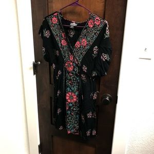Angie Black Dress with Flower Print